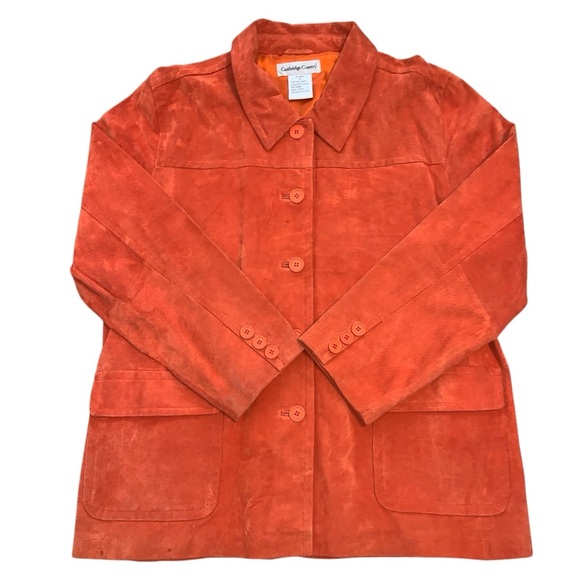 Vintage Authentic 100% Suede Leather Jacket Autumn Rust Orange - Picture 4 of 16